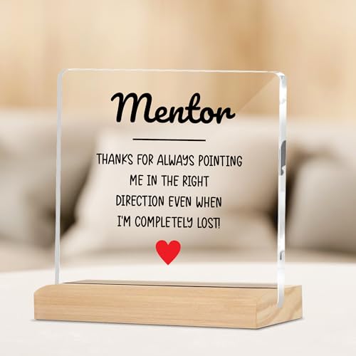 Image of Giftplease Mentor Plaque with Wooden Stand Personalized Gift for Mentor, Coach, Teacher, Appreciation Keepsake, Clear Desk Decor, Inspirational Thank You Gift, Office Table Display MP 66