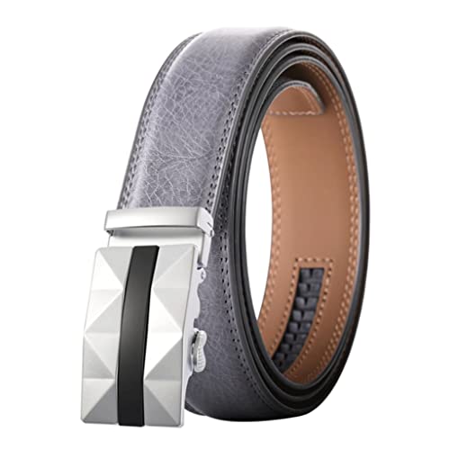 Mens Gray Belts Automatic Alloy Buckle Plus Size 130cm Male Belt Leather Belt for Men (Color : A, Size : 130cm) (A 120CM)
