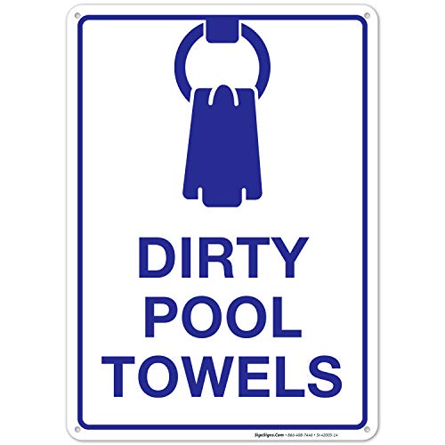 Cartel de piscina Dirty Pool Towels 10x14 pulgadas aluminio miniatura 1