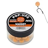 Bait Nerd 40pcs, 10mm, Maggot Natural Premium Floating Pop-Up Boilies | Carp Fishing Bait | for Hair Rig, Chod Rig, Flat Feeder | Carp, Buffalo, Catfish…