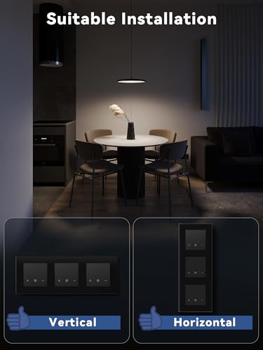 BSEED Tripel WiFi Dimmer Schalter,1 Fach 1 Weg Smart Dimmschalter,Kompatibel mit Amazon Alexa & Google Home,Lichtschalter Dimmbar für led lampen 240V Schwarz(Neutralleiter Erforderlich)
