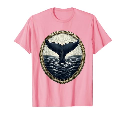 Whale Tail Diving Ocean T-Shirt Men Pink Small