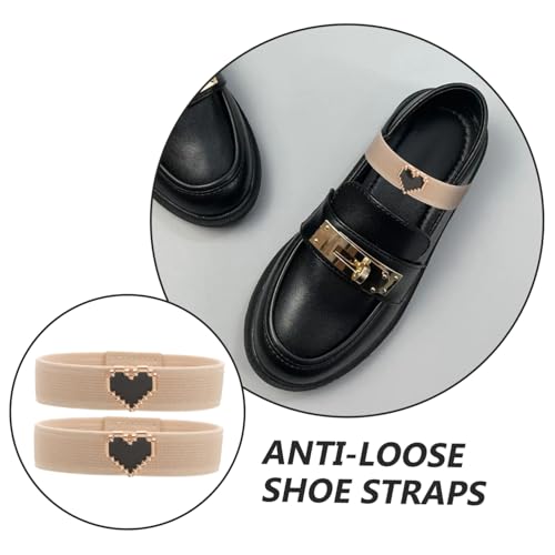 SAFIGLE 1Pair Decorative Heart Pearl Elastic Shoe Straps for Flat Shoe Loose Replacement Straps Elegant Design for Loafers Practical Stylish Accessory4