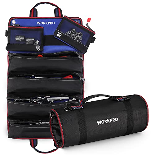 WORKPRO Roll Up Tool Bag with Detachable Pouches - 6 Pockets