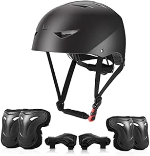 ValueTalks Kids Helmet and Pads Set Age 5-15 Years Kids Skateboard Helmet Knee Pads Elbow Pads Wrist Pads for Roller Scooter Cycling Skating
