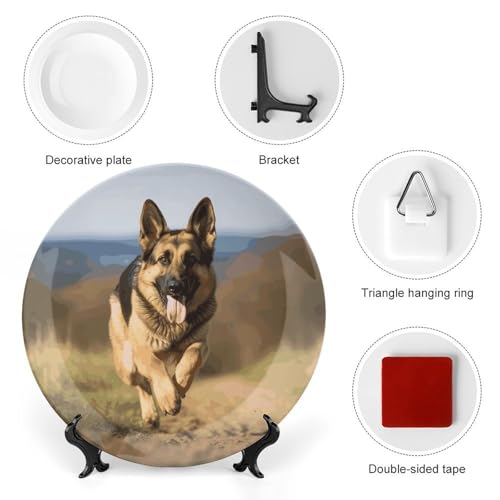 Plato decorativo Running German Shepherd 6 pulgadas miniatura 3