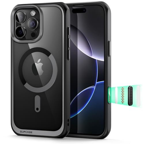 SUPCASE for iPhone 16 Pro Max Case with Camera Control Capture Button (Unicorn Beetle Mag), [Compatible with MagSafe] [Military-Grade Protection] Slim Clear Magnetic Phone Case (Black)