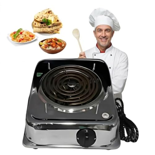 Image of Drumstone TopRated 𝟏𝟓𝐘𝐫 𝐖𝐚𝐫𝐫𝐚𝐧𝐭𝐲 699AID86 2000W Electric Hot Plate Single Burner, Copper Coil Fast Heating Cooktop with Heavy Switch, Portable Chrome Body Stove for Home Kitchen Cooking
