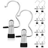 Ciieeo Ganchos para Ropa con Clip de Acero Inoxidable, 12 Piezas, Clips para...