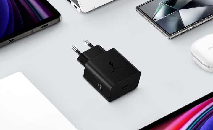 Samsung Cargador USB C, Adaptador de Corriente 45 W Ultra rápido, Adaptador USB C a USB, Cargador Samsung Carga rápida, Negro 5