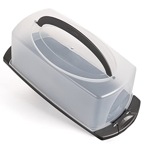 Hausfelder boîte à gâteau transportable rectangulaire, boîte à cake avec cloche et poignée Cover