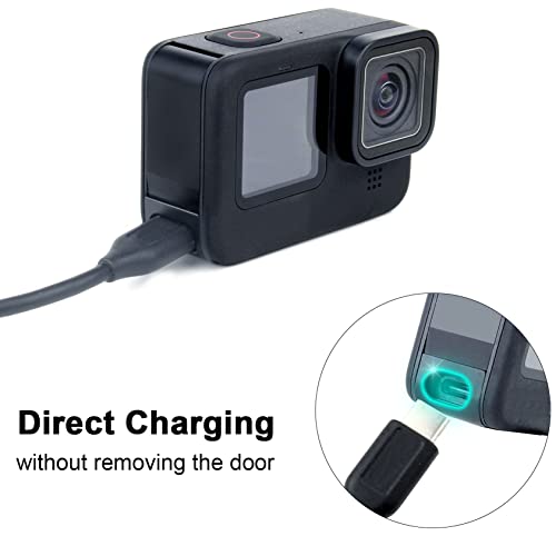 Image of GEPULY Aluminum Side Door for GoPro Hero 13 /12 /11 /10 /9 Black, Mission 1 /Mission 1 Pro, Removable USB Pass Through Door Battery Cover Type-C Charging Port Clip Repair Parts Accessories Accessory Kit