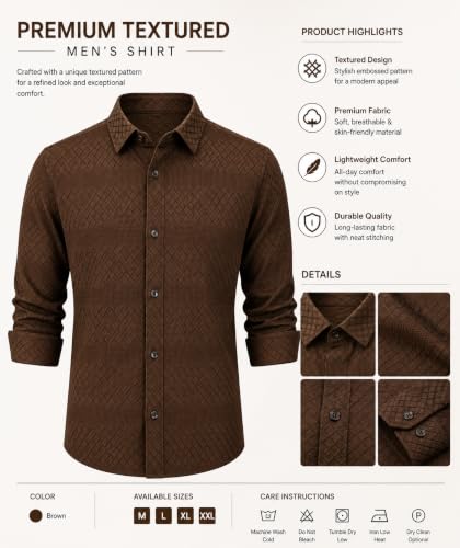 Image of The Kab's Men Casual Shirt | Textured Cotton Fabric Regular Fit Shirts for Men Stylish | Full Sleeve Shirt for Man | Comfortable Breathable Fabric | Perfect for Casual Office and Outing Wear