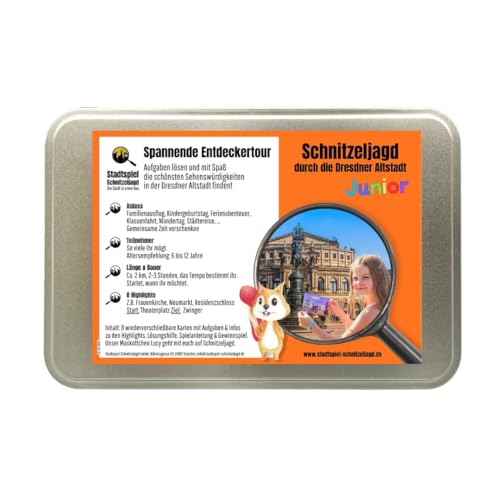 Schnitzeljagd Dresden – Familien-Stadtrallye durch die Dresdner Altstadt | Stadtspiel für Familienausflüge mit Kindern und Enkeln | Entdeckungstour mit Maskottchen und kindgerechten Aufgaben