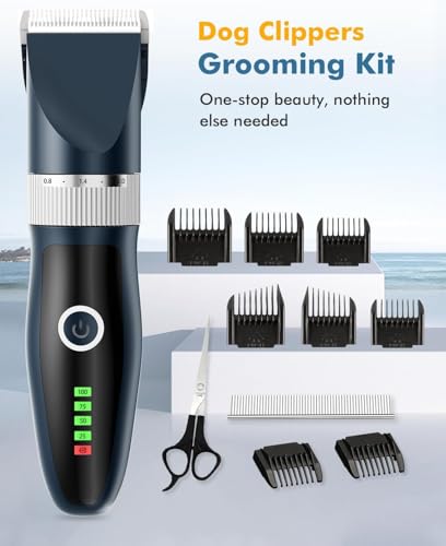 Image of Quiet Dog Clipper Set, Professional Clippers for Dog /Cat, Long Hair Cat Razor for Long Hair Cats, IPX7 Waterproof Electric Dog Trimmer for Thick Pet Hair