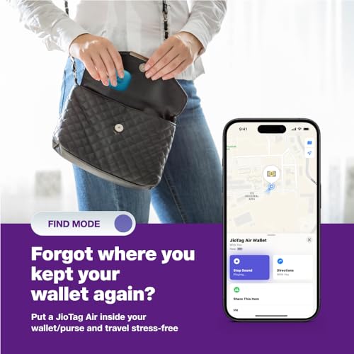 Image of JioTag Air for iOS (Blue) Worldwide Tracker, Pair with Apple Find My app for keys, luggage, bikes, purses etc. inside & outside Bluetooth range, No SIM /subscriptions required, 1+1 year battery, 120 dB