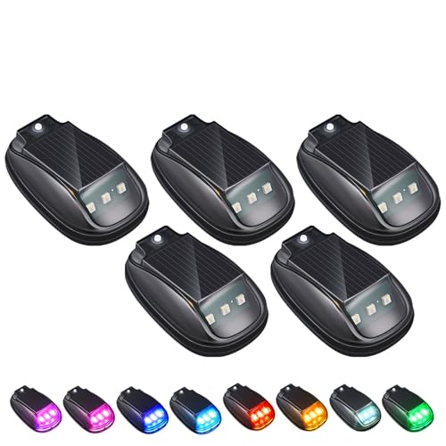 ZCCHESONG Wireless Solar Cab Lights for Truck, 5PCS No Drill Cab Roof Top Marker Lights with 8-Color, Waterproof Solar-Powered LED Marker Lights with Vibration Sensor for Jeep Pickup SUV ATV