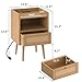 MECHYIN Night Stand Set 2, Nightstands Set of 2 with Charging Station, Rattan Side Tables with Solid Wood Legs, Boho Bedside End Table for Farmhouse Bedroom Dorm Small Space - Natural