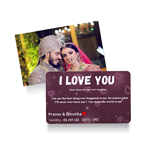 Image of Fairus Customized Wallet Card With Your Photo,Illustration On Front Side,Special Message,Spotify Song Code Backside Best For Special Occasion Gift For Loved One (Photo-Love Bank),Thanksgiving