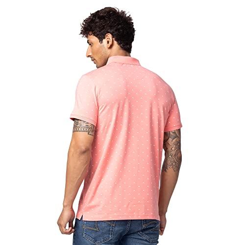 Image of Spykar Men's Slim Fit Polo Neck Half Sleeve Printed Casual T-Shirt