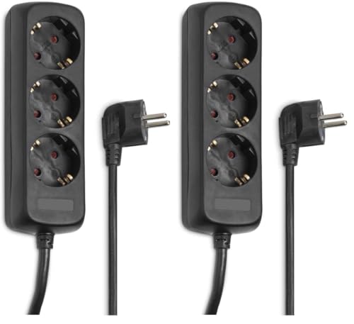 Hama Steckdosenleiste 3-Fach (Mehrfachsteckdose ohne Schalter, Steckerleiste 1,4m, Verteilersteckdose GS-geprüft, Steckdosen um 45 Grad gedreht, Mehrfachstecker für Home Office) schwarz