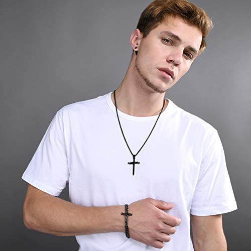 Muerdou Cross Necklace For Men Cross Pendant Strength Bible Verse Stainless Steel Necklace #TOP4