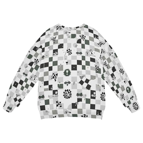 JUNZAN Racing Green Checkered Racing Big Boys Hooded Sweatshirt Crewneck Kids Hoodies Boys Sports 4T2