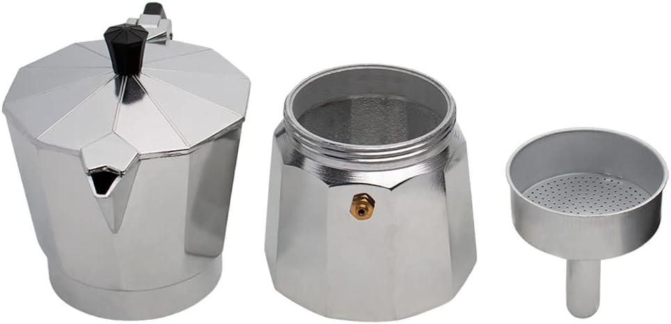 Mimo Style Italiana Expresso Cafeteira de Aluminio com Alça para 6 Cafézinhos, Prata, 300 ml