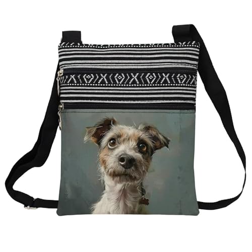Parson Jack Russell Terrier Messenger Bag Small Ethnic Pattern Printed Adjustable Strap Crossbody Zipper Bag Parson Jack Russell Terrier Phone Bag Wallet Cute Shoulder Handbag for Women - 1