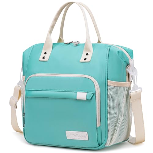 TuErCao Preppy Lunch Box for Women Aesthetic Insulated Lunch Bag for Young Ladies Female, Teal