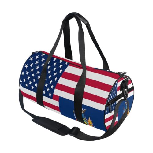Bolsa de lona para viajes y deportes con bandera de Estados Unidos y compartimento interior