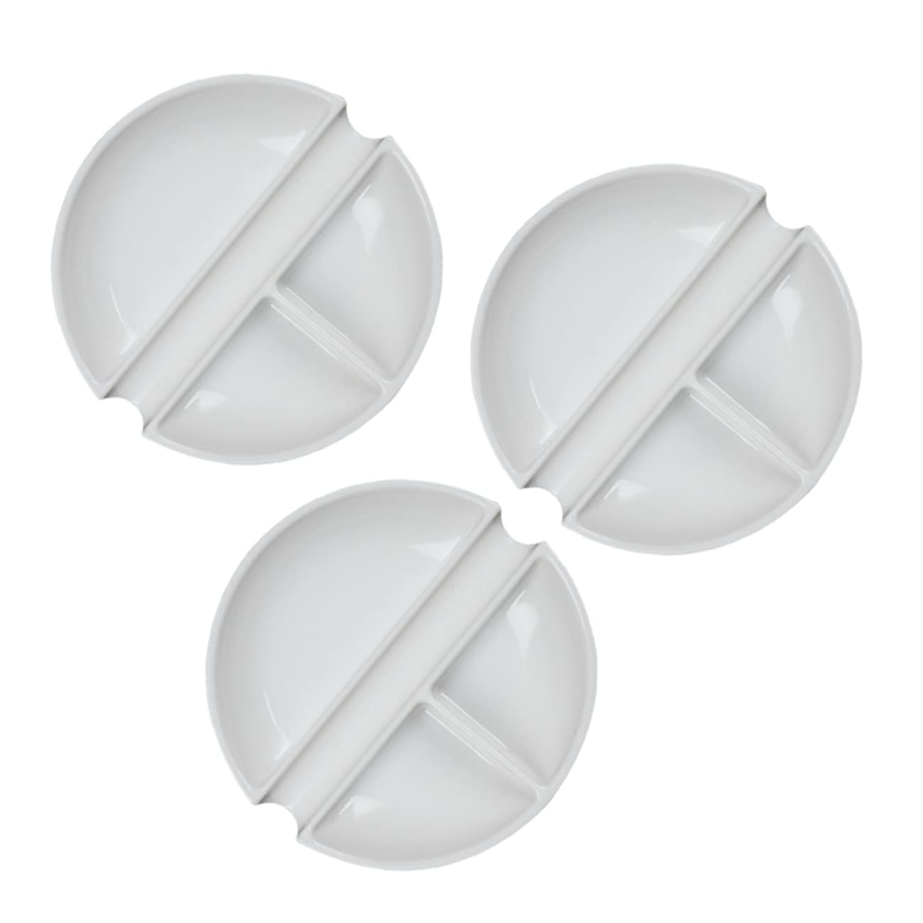 HOMSFOU 3Pcs Portable Imitation Porcelain Paint Trays Multi Functional Round Ink Plates for Calligraphy Art Lightweight Color Mixer for Students and Adults Porcelain White