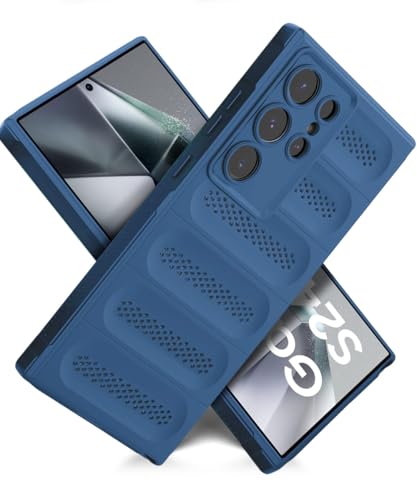 Image of WOW IMAGINE Ultimate Silicone Back Cover Case for Samsung Galaxy S24 Ultra 5G | Heat Dissipation Thin Soft TPU | 360 Camera Protection | Breathable Cooling Holes - Deep Blue