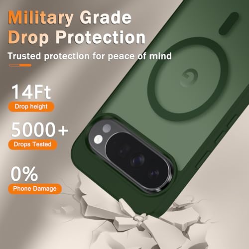 Image of for Google Pixel 10 /10 Pro Case, Matte Magnetic Phone Cover [with 1 Screen Protector] [Support for MagSafe] [Shockproof Military Grade Protection] Translucent Frosted Back, Sage Green