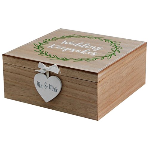 Widdop & Bingham MR & MRS Herz Holz Andenken Box Laurel Leaf Design Love Story Wedding Memories