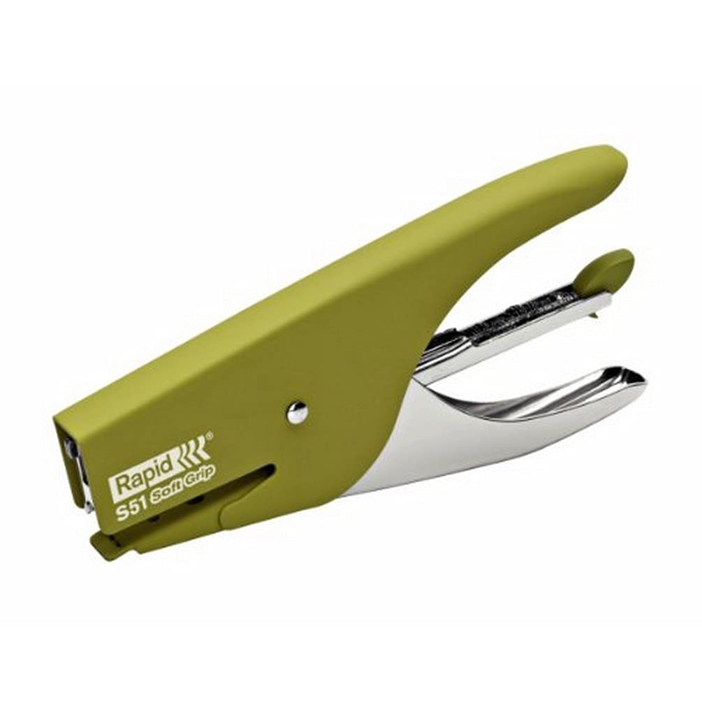 Rapid Supreme S51 Stapling Pliers, 15 Sheet Capacity, Uses No. 21 Staples, Soft Grip, Metal and Rubber, Green, 10538740