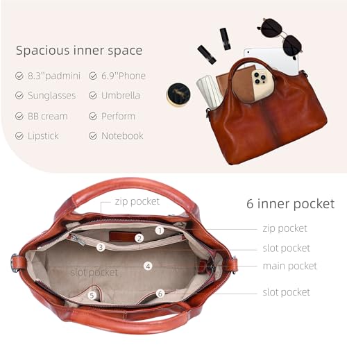 Image of Iswee Soft Leather Purse for Women Satchel Handbags Crossbody Shoulder Bag | Genuine Leather Top Handle Bag Designer Hobo Medium Size Pocketbooks Luxury Classy Bag