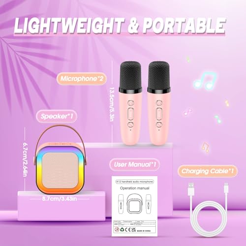 Gralal 3-15 Year Old Girls Gifts, Kids Microphone for Kids Toys for 3-15 Year Old Girls Birthday Presents Kids Karaoke Machines Birthday Gifts for Girls Toys Age 3-12 Easter Gifts for Kids - Image 6