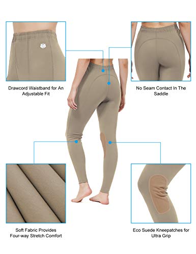 Fitst4 Kids Performance Riding Tights Flex Knee Patch Breeches Girls Horse Equestrian Schooling Pants Khaki M #TOP4