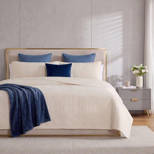 Beige Quilt Set, Full Queen Size Bedspread with Lightweight Coverlet Feel