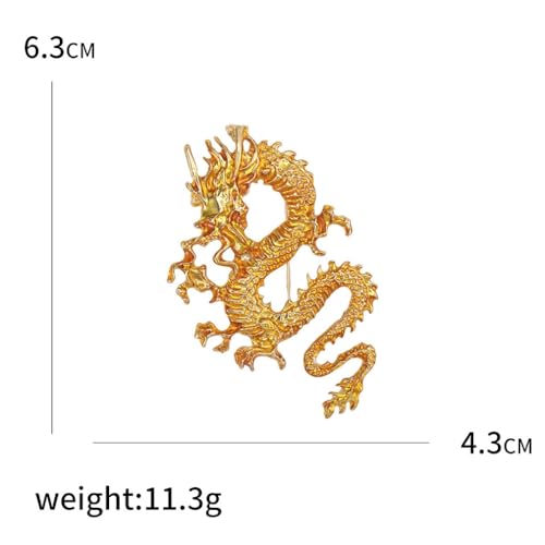 Image of Dragon Brooch Pins for Women, Chinese Dragon Brooch Pin, Lucky Dragon Talisman Brooch Lapel Pin, Bohemian Dragon Brooches Pins for Women Hat Bag Suit Dress Accessories