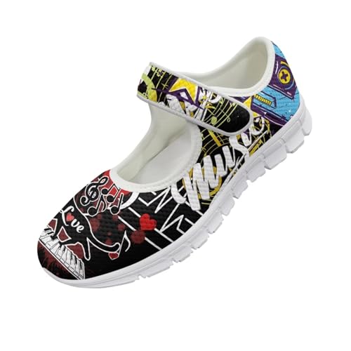 JoyLamoria Aztec Running Horse Walking Shoes Stylish Strap Mary Jane Shoes Adjustable Barefoot Shoes Womens US 4-9