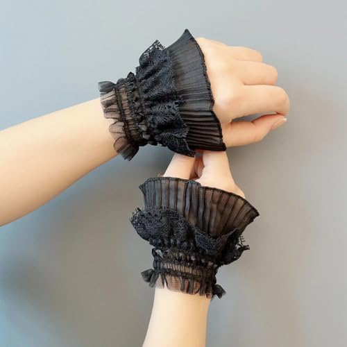 AUOCATTAIL Hand Sleeve Wrist Cuffs Floral Lace Elastic Wedding Party Decoration Accessories4