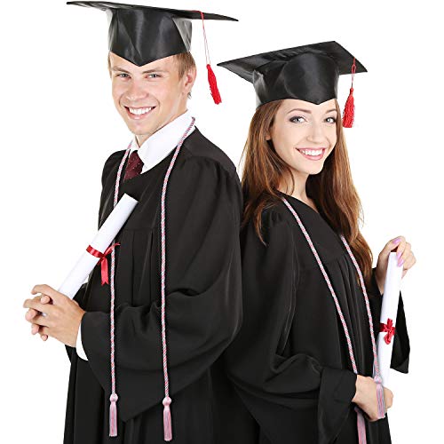 Image of TecUnite Graduation Cords Honor 2026 Polyester Yarn Decorative 67 inch Long Garland Twist Ties with Tassels for Bachelor Gown Graduation(Pink with Sky Blue)