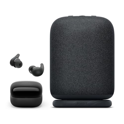 Image of Sony LinkBuds Fit Truly Wireless Noise Canceling Earbud Headphones, Small & Light with Newly Developed Air Fitting Supporters, Black LinkBuds Wireless Portable Bluetooth Speaker, Black