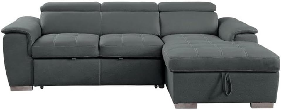 Homelegance Ferriday 98" x 66" Sectional Sleeper with Storage, Gray