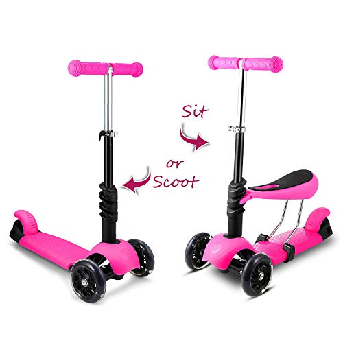 Hikole Scooter for Kids, Lights Up Scooters for Toddlers Girls & Boys, Removable