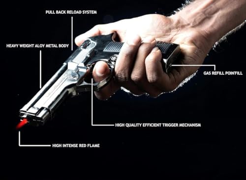 Image of Gun Pistol Lighter Heavy Weight Metal Body Real and Original Like Gun Pistol for Decorative, Smoking Filled with Gas.