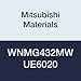 Mitsubishi Materials WNMG432MW UE6020 CVD Coated Carbide WN Type Negative Turning Insert with Hole, MW Breaker with Wiper, Trigon, 0.5" IC, 0.187" Thick, 0.031" Corner Radius (Pack of 10)