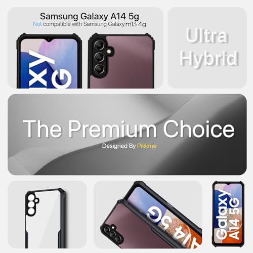 Image of Outlouders Back Cover for Samsung Galaxy A14 4G / A14 5G | Ultra Hybrid Transparent | Full Camera Protection | Raised Edge | Crystal Clear Bumper Case(Black)